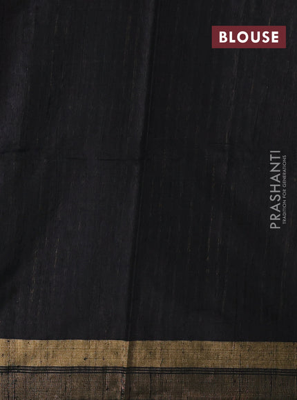 Rust & Black Pure Dupion Silk Saree
