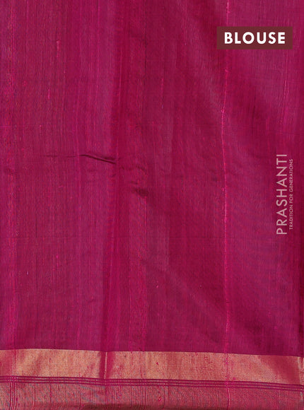 Green & Pink Pure Dupion Silk Saree