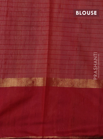 Off White & Red Pure Dupion Silk Saree