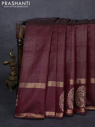 Maroon Pure Dupion Silk Saree