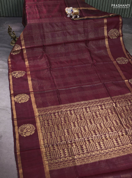 Maroon Pure Dupion Silk Saree