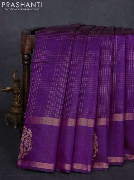 Purple Pure Dupion Silk Saree