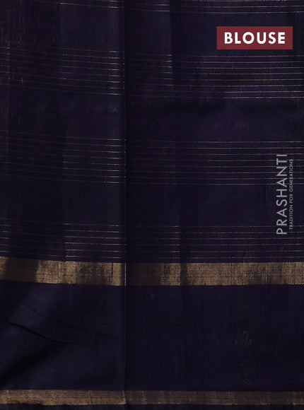 Navy Blue Pure Dupion Silk Saree