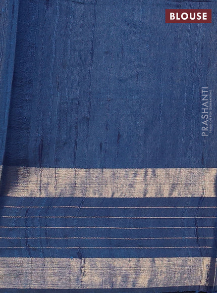 Cs Blue & Blue Pure Dupion Silk Saree