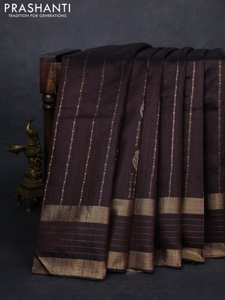 Coffee Brown Pure Dupion Silk Saree