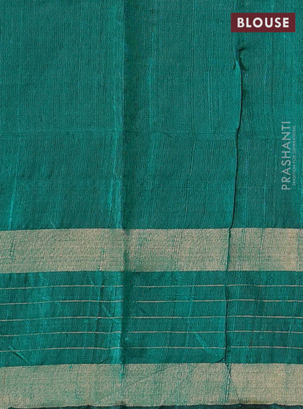 Teal Green Pure Dupion Silk Saree