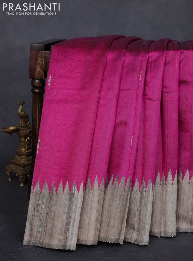 Pink & Beige Pure Dupion Silk Saree