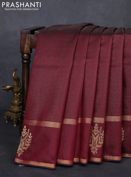 Maroon Pure Dupion Silk Saree