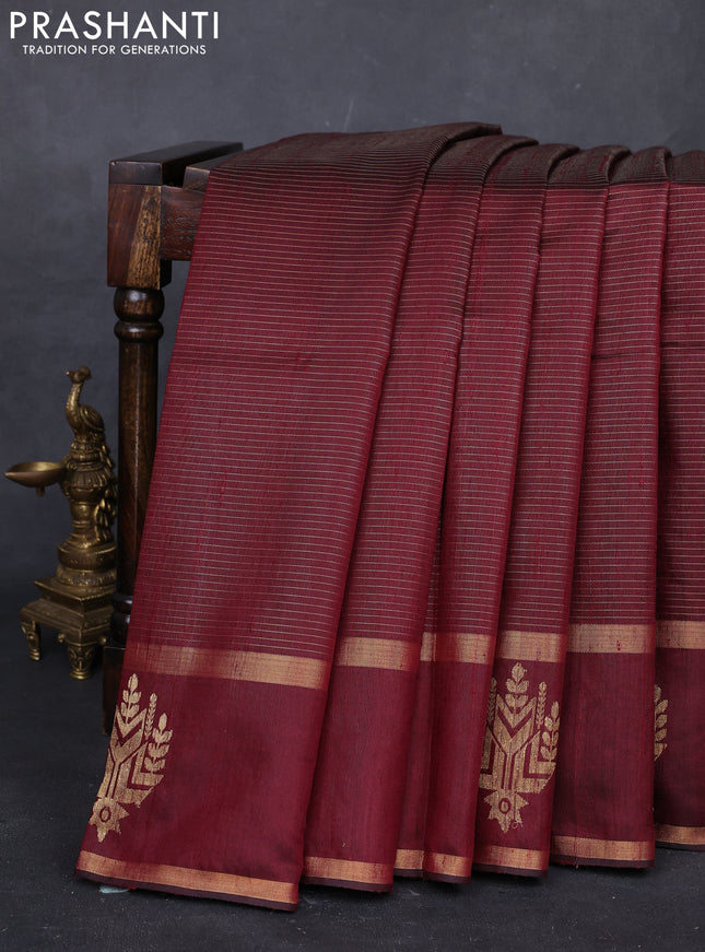 Maroon Pure Dupion Silk Saree