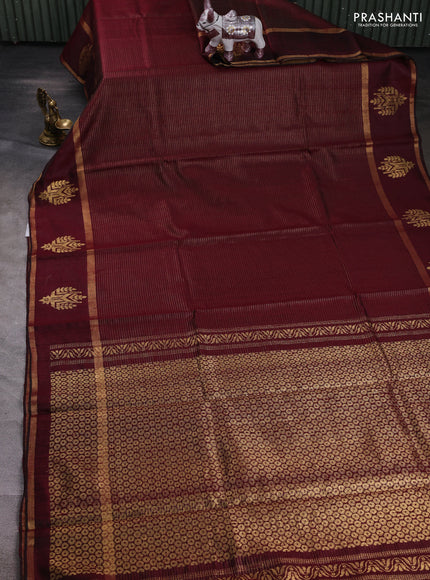Maroon Pure Dupion Silk Saree