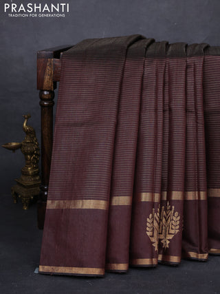 Coffee Brown Pure Dupion Silk Saree