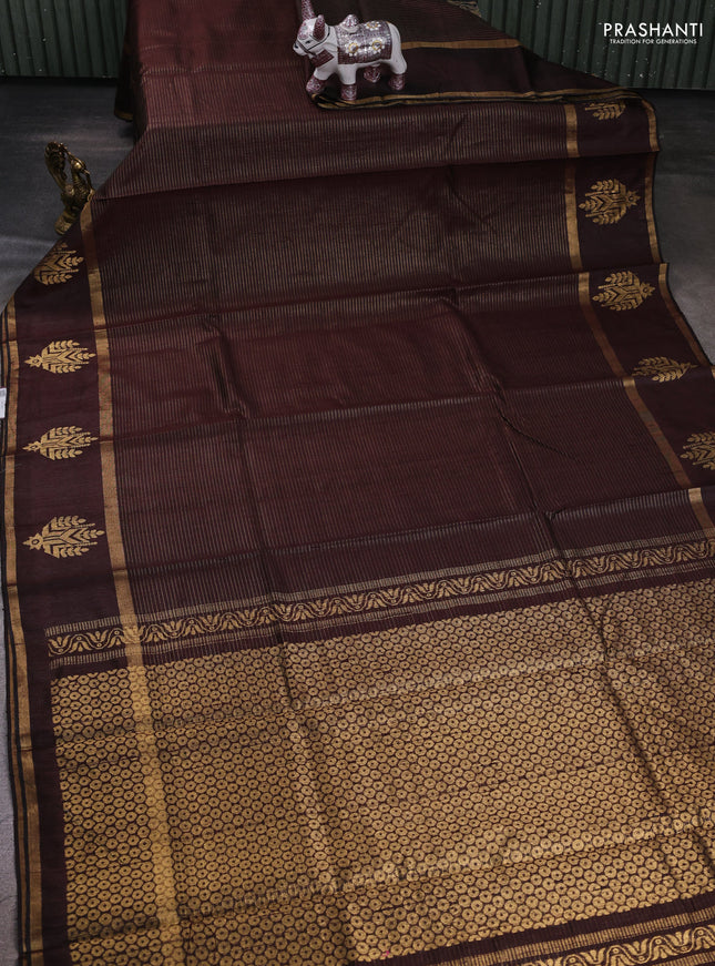 Coffee Brown Pure Dupion Silk Saree