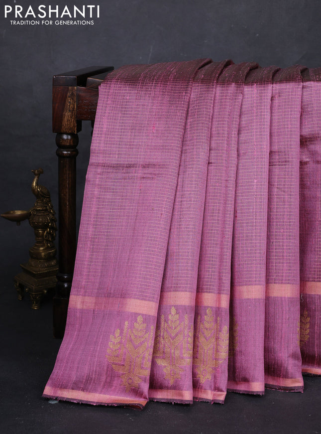Mauve Pink Pure Dupion Silk Saree