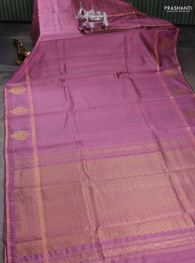 Mauve Pink Pure Dupion Silk Saree