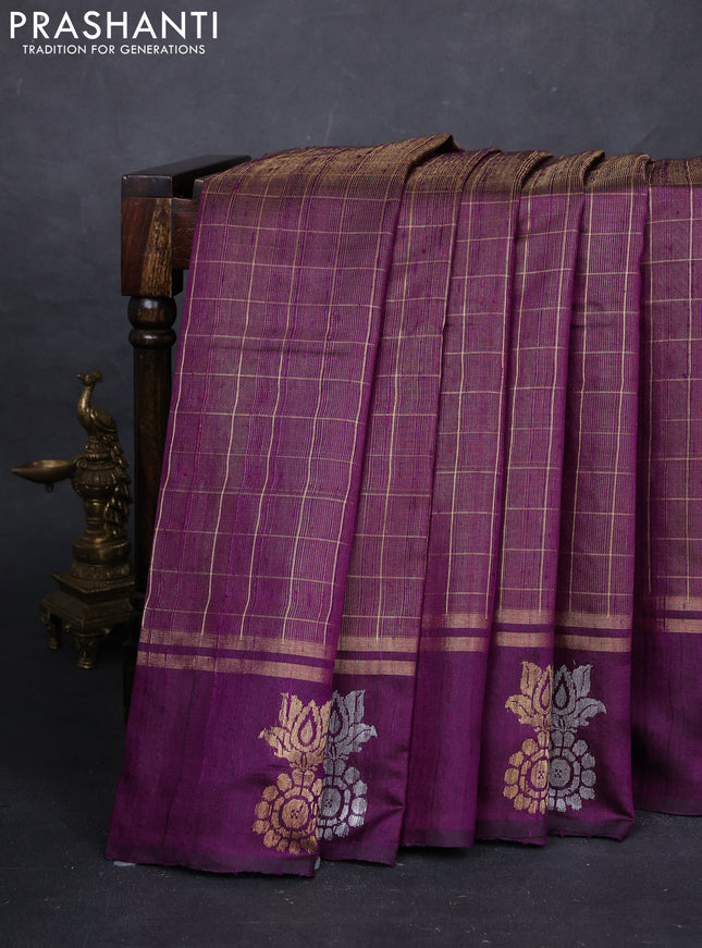 Purple Pure Dupion Silk Saree