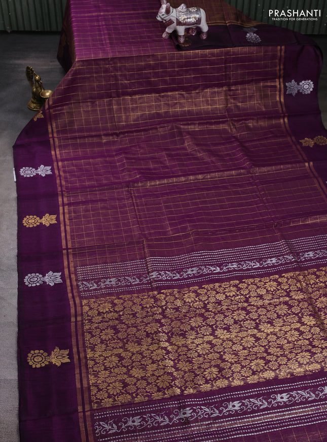 Purple Pure Dupion Silk Saree