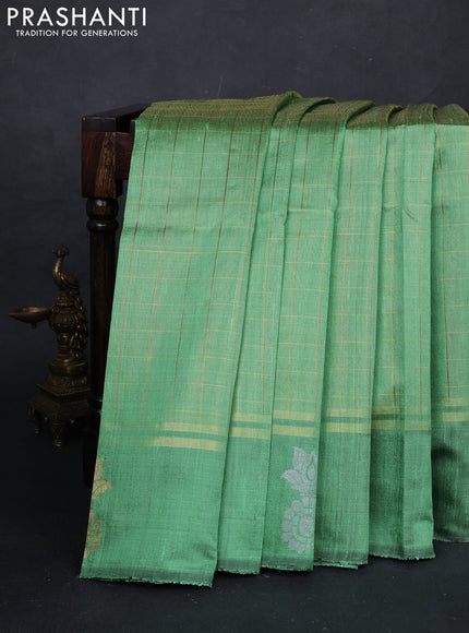 Green Pure Dupion Silk Saree