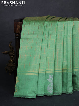 Green Pure Dupion Silk Saree