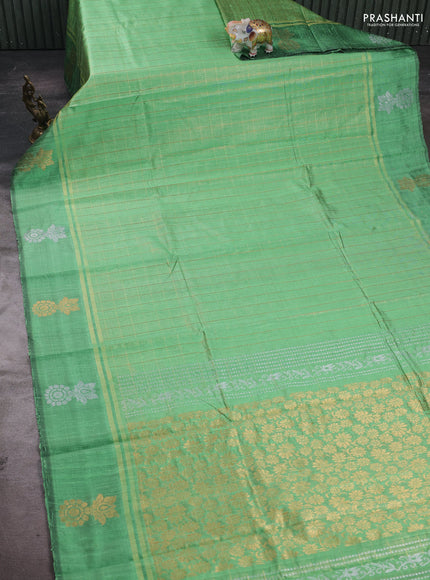 Green Pure Dupion Silk Saree