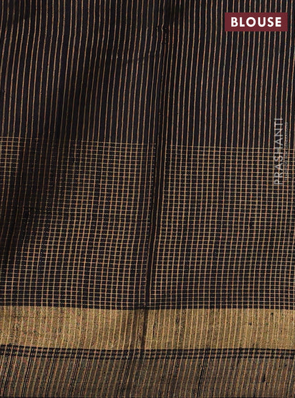 Brown & Black Pure Dupion Silk Saree