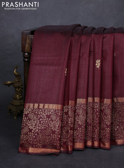 Maroon Pure Dupion Silk Saree
