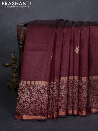 Maroon Pure Dupion Silk Saree