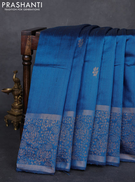 Cs Blue Pure Dupion Silk Saree