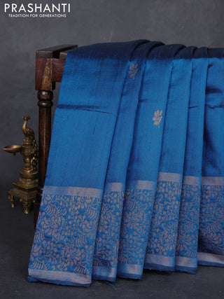 Cs Blue Pure Dupion Silk Saree