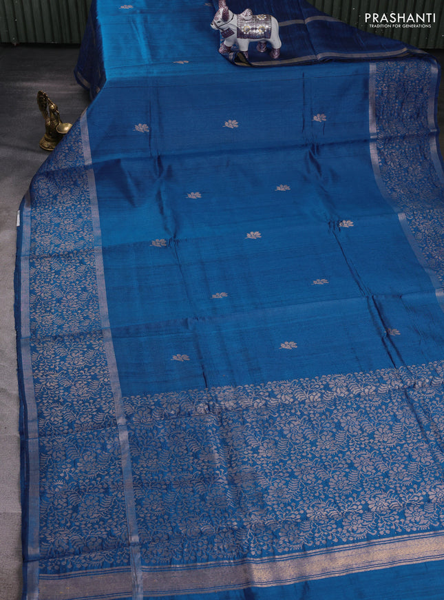 Cs Blue Pure Dupion Silk Saree