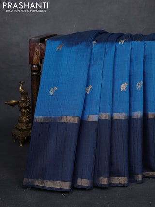 Cs Blue & Peacock Blue Pure Dupion Silk Saree