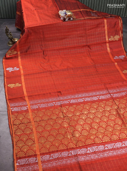 Orange Pure Dupion Silk Saree