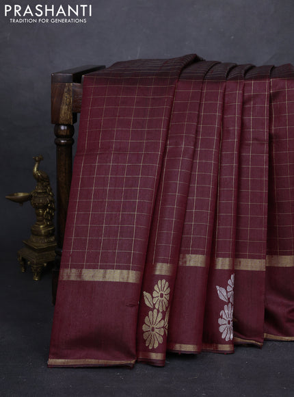 Maroon Pure Dupion Silk Saree