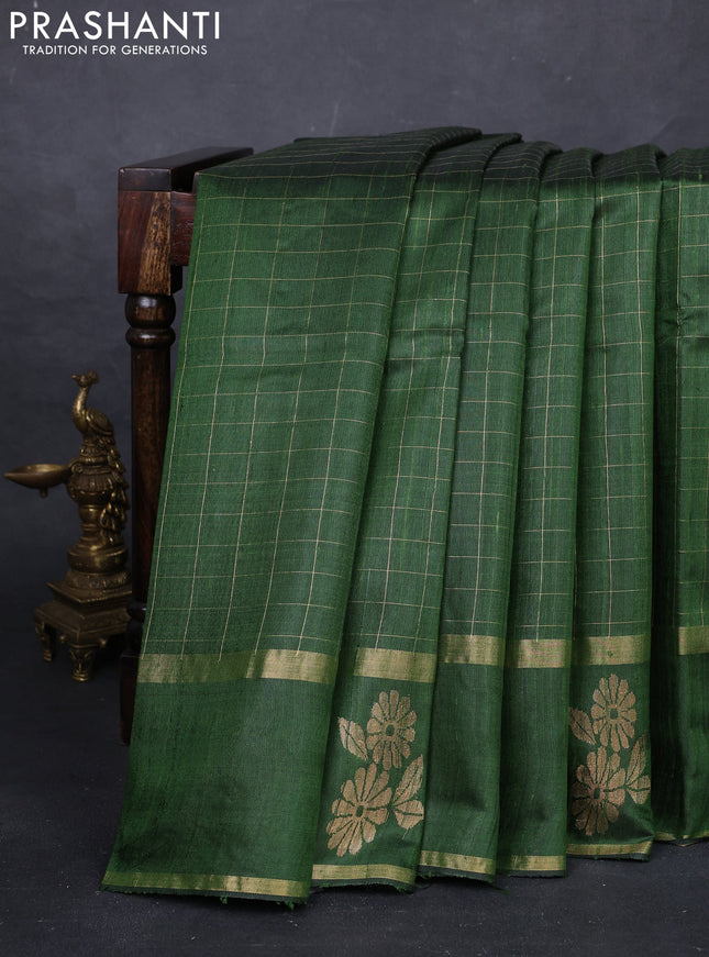 Green Pure Dupion Silk Saree