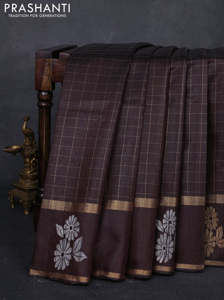Coffee Brown Pure Dupion Silk Saree