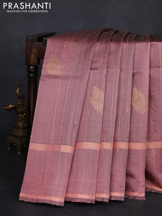 Peach Pure Dupion Silk Saree
