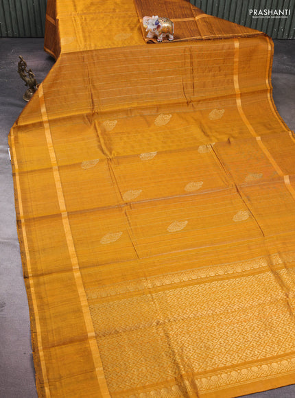 Mustard Yellow Pure Dupion Silk Saree