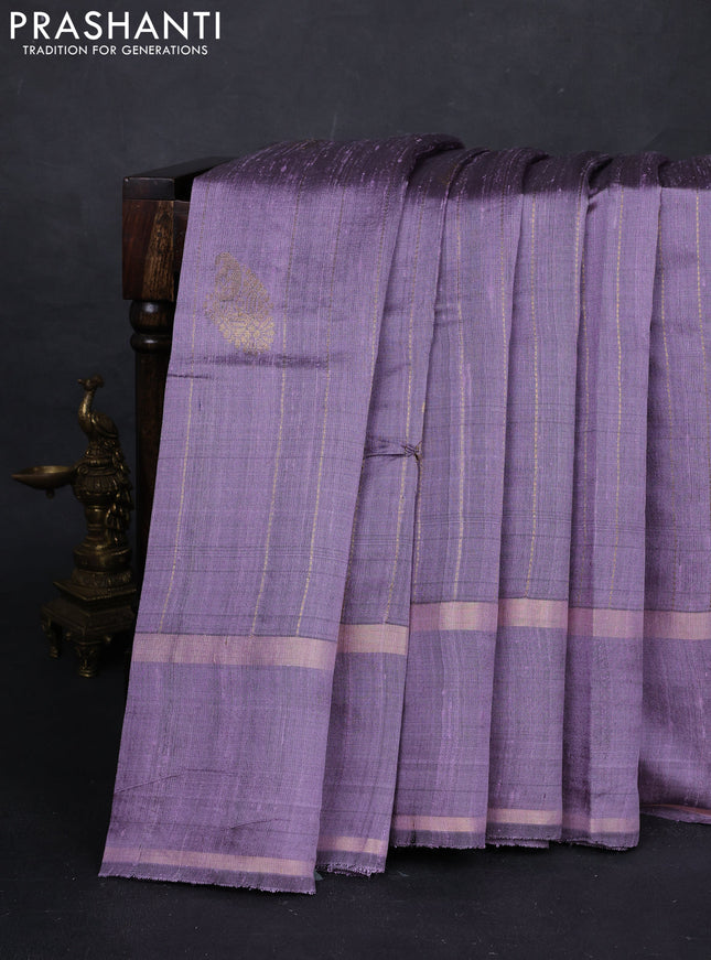 Lavender Pure Dupion Silk Saree