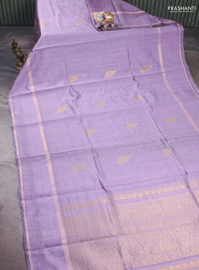 Lavender Pure Dupion Silk Saree