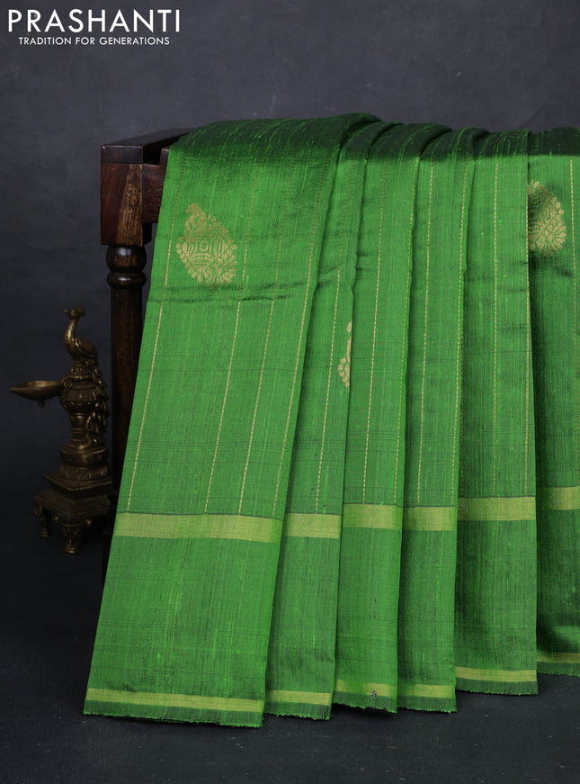 Green Pure Dupion Silk Saree