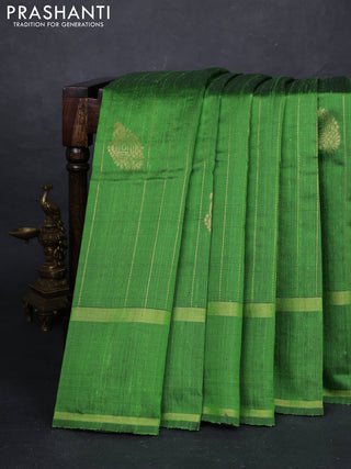 Green Pure Dupion Silk Saree