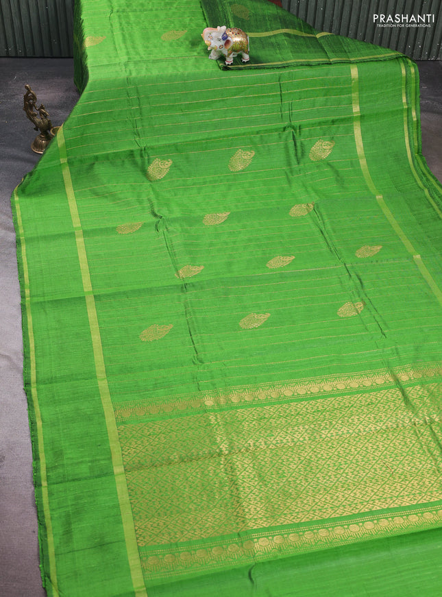 Green Pure Dupion Silk Saree