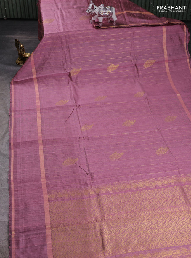Mauve Pink Pure Dupion Silk Saree