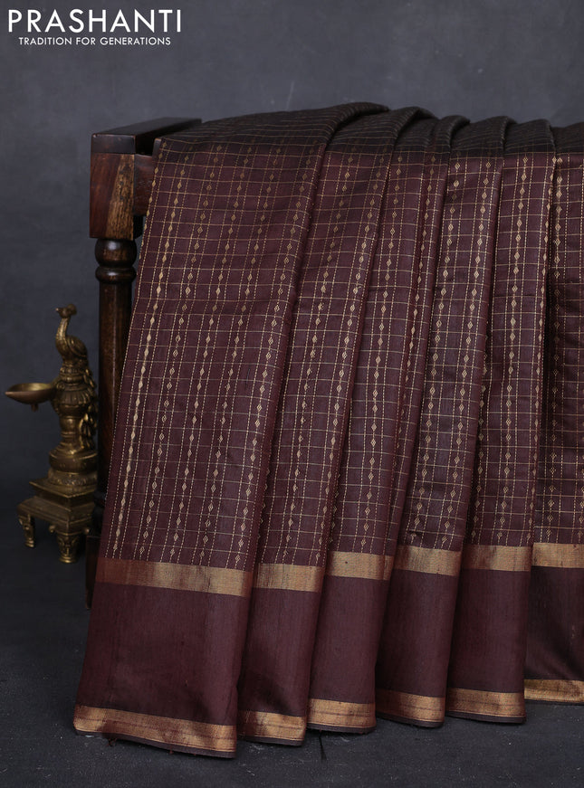 Coffee Brown Pure Dupion Silk Saree