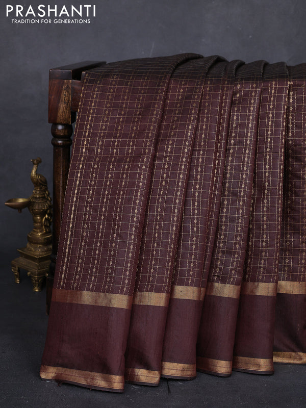 Coffee Brown Pure Dupion Silk Saree
