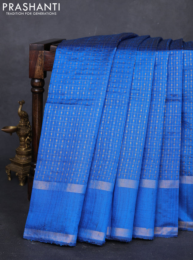 Cs Blue Pure Dupion Silk Saree
