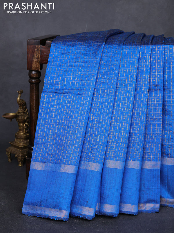 Cs Blue Pure Dupion Silk Saree