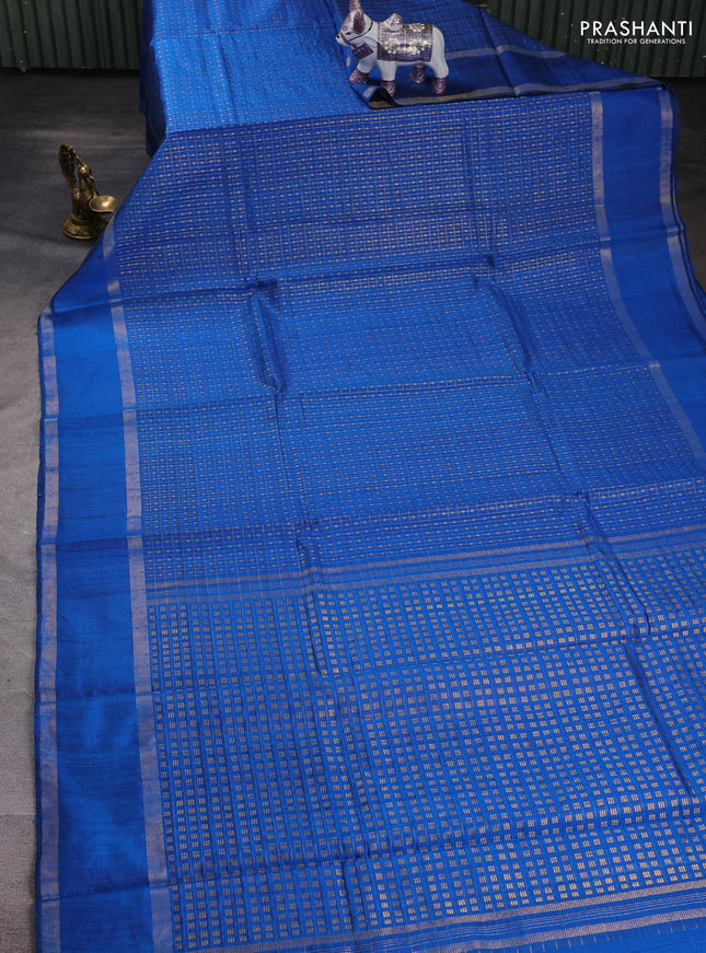 Cs Blue Pure Dupion Silk Saree