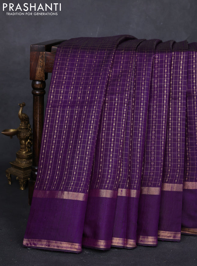 Purple Pure Dupion Silk Saree