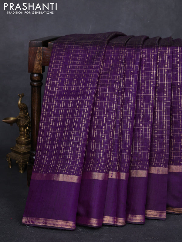 Purple Pure Dupion Silk Saree