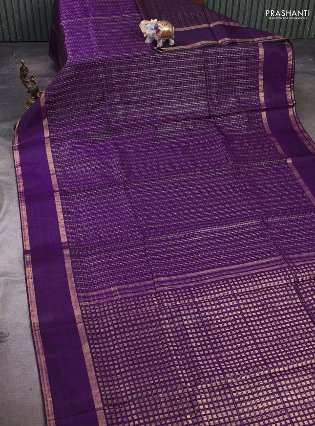 Purple Pure Dupion Silk Saree